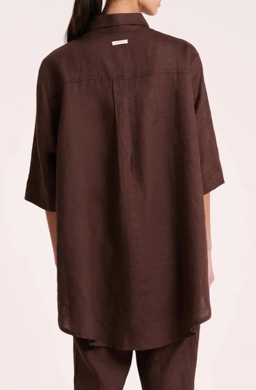 LOUNGE LINEN LONGLINE SHIRT | CHICO