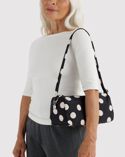Baggu Nylon Loaf Bag Black and Cream Polka Dot