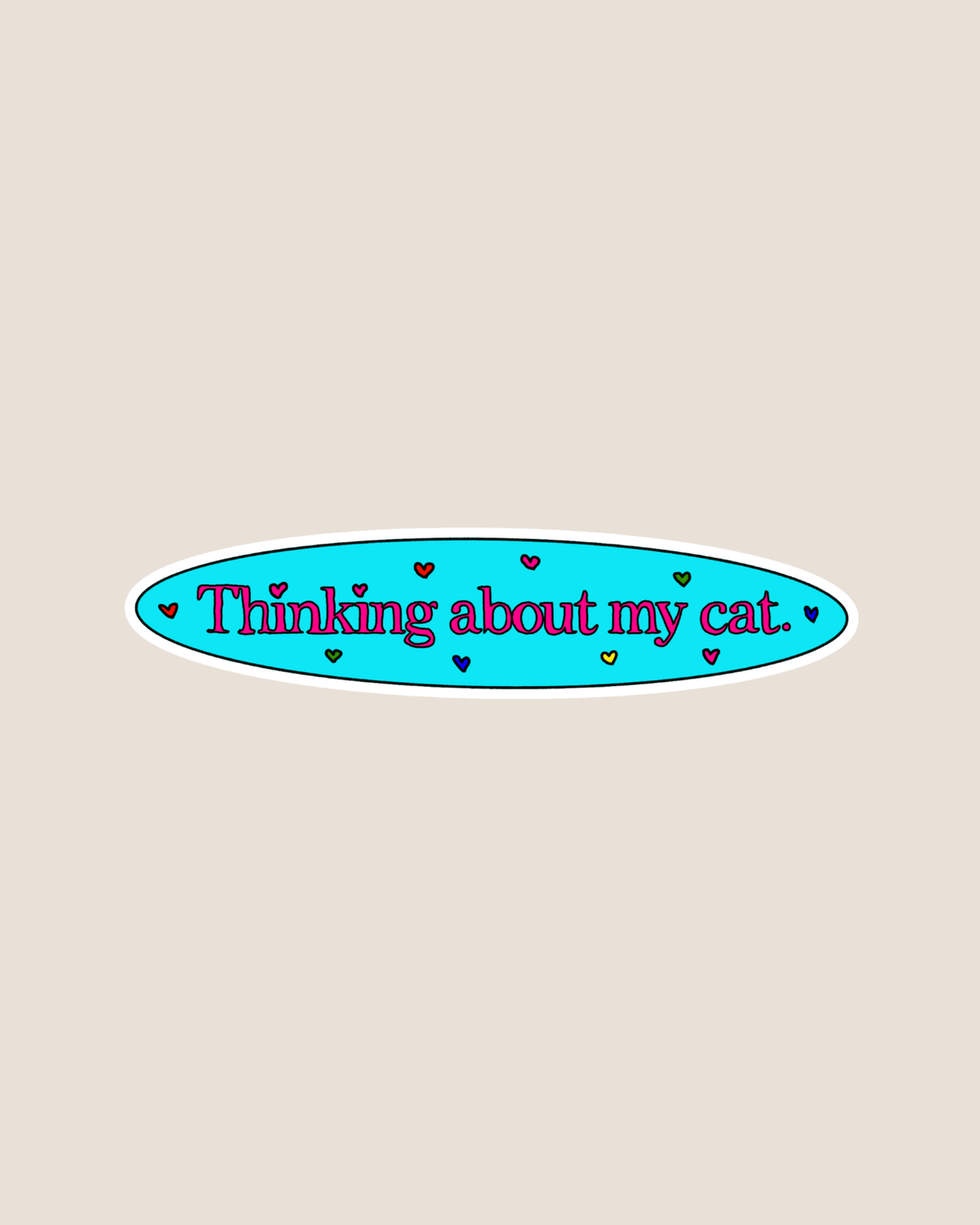 Odd Hand Co. Thinking About My Cat Sticker (By Rat Baby) 1