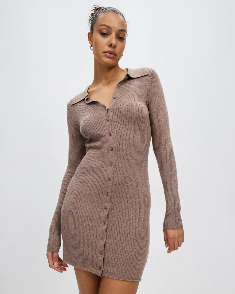 CAROLINE KNIT MINI DRESS | MINK