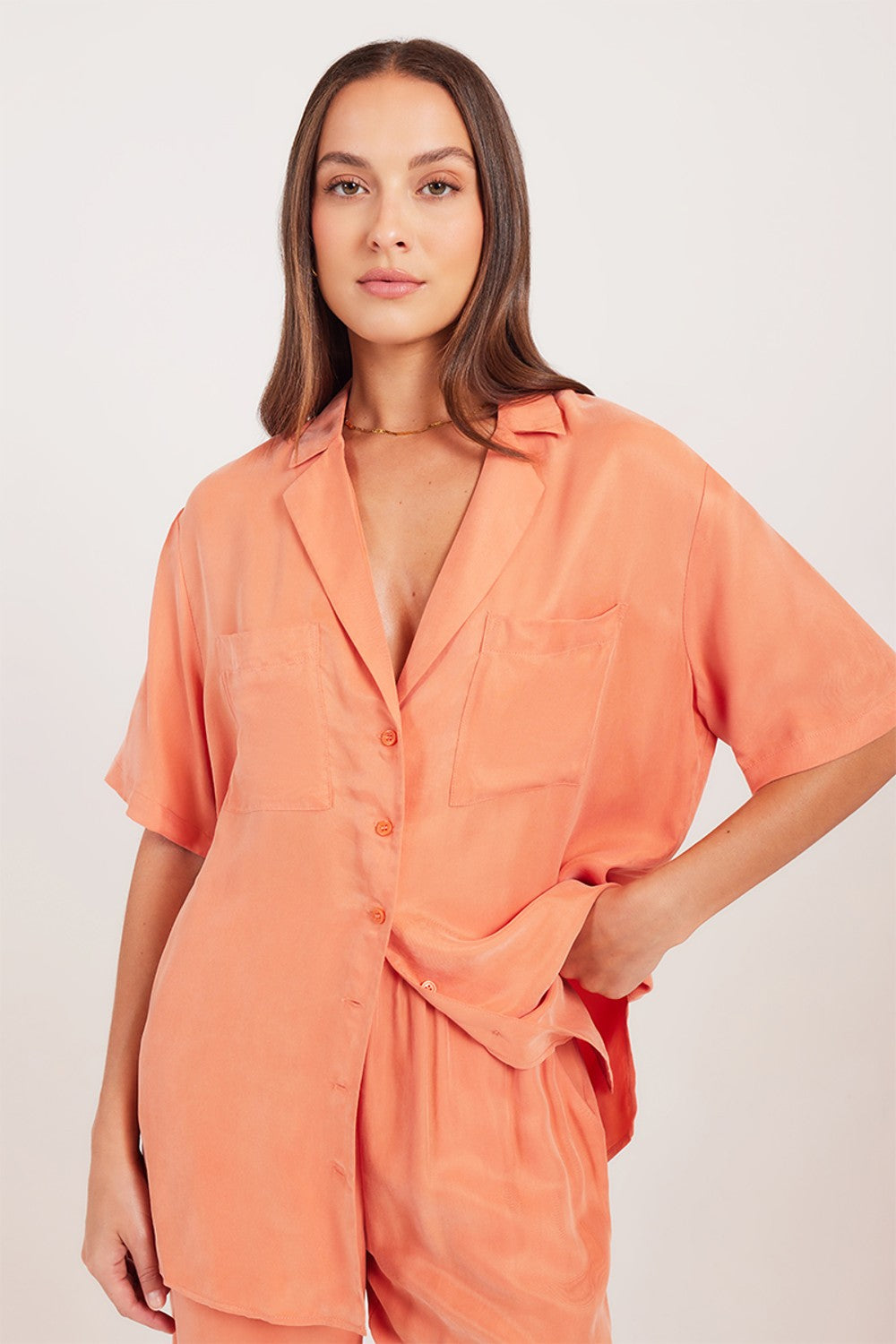 LUCIA CUPRO SHIRT | WATERMELON