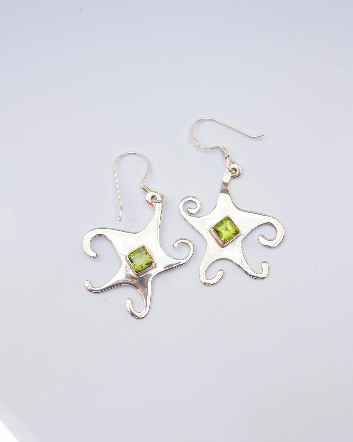 Jester Bloom Peridot Whimsical Star Earrings