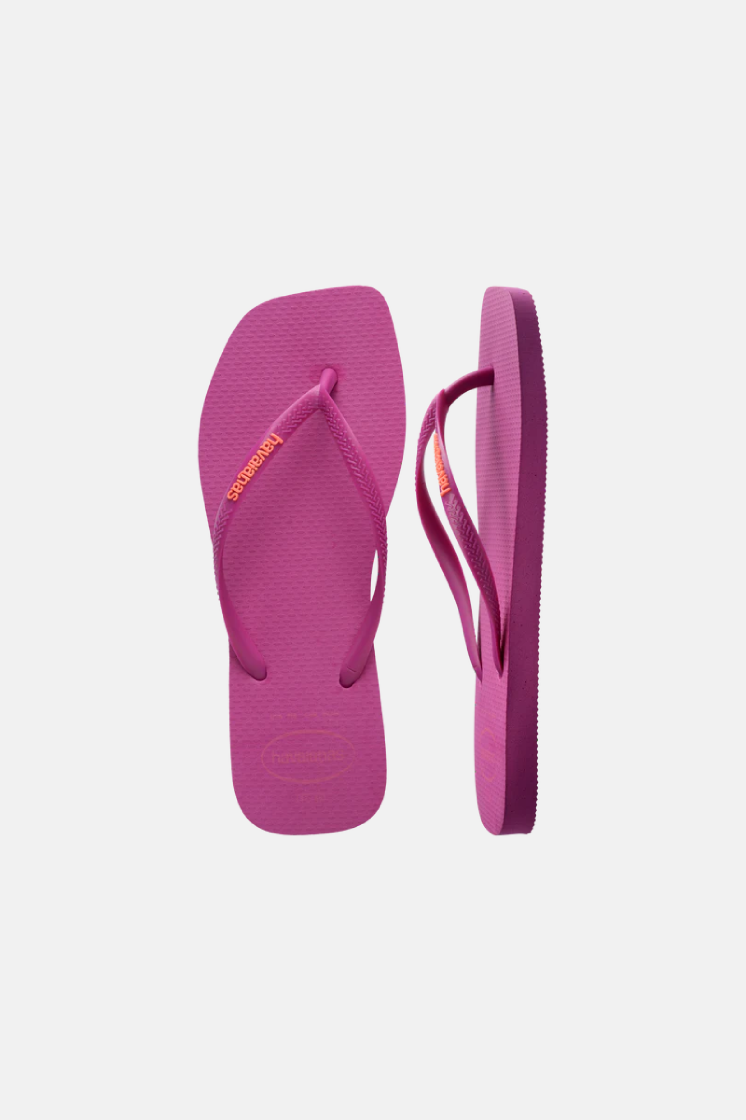 Havaianas Slim Square Toe Logo Thongs Rose Gum