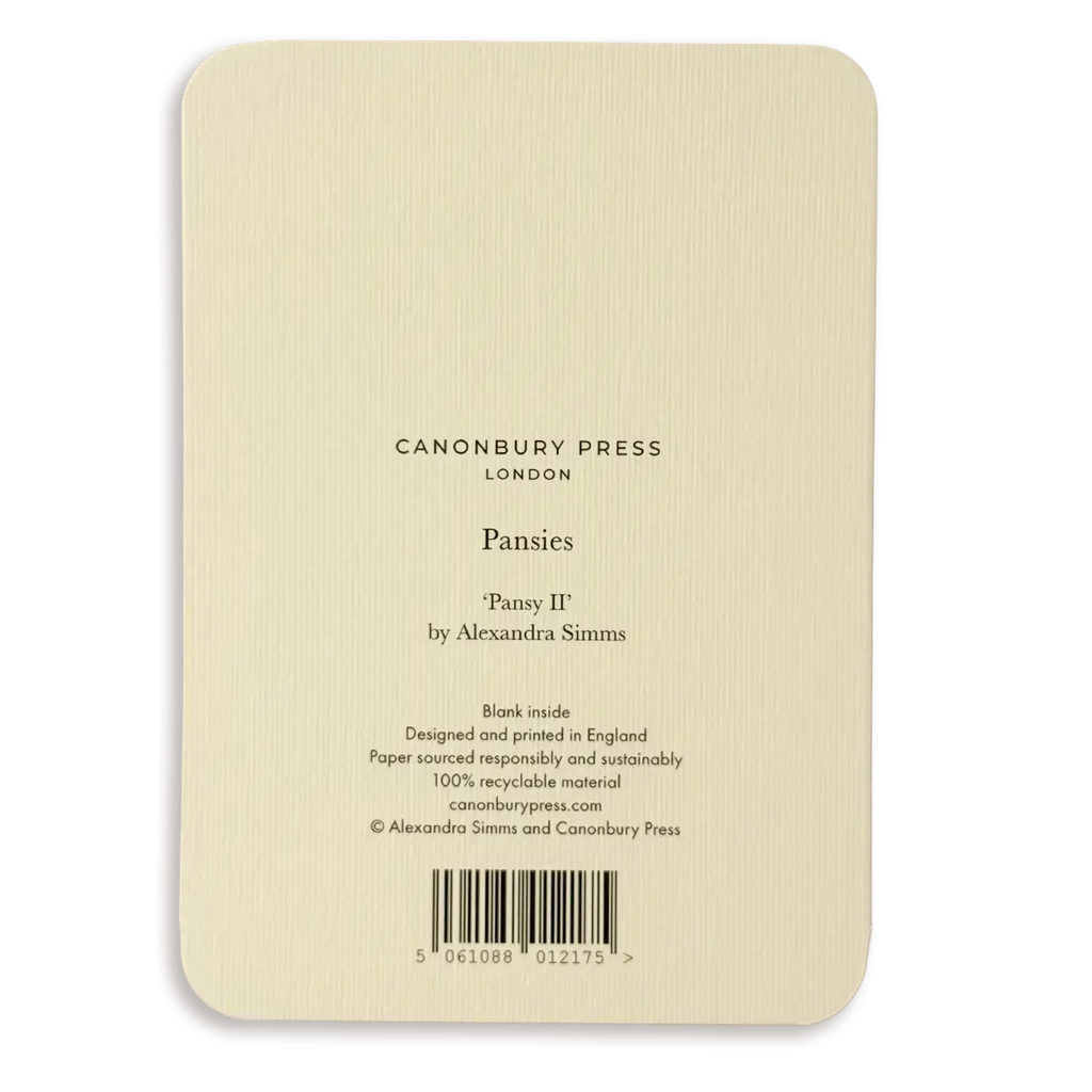 Canonbury Press Pansy Ii Greeting Card Birthday Card