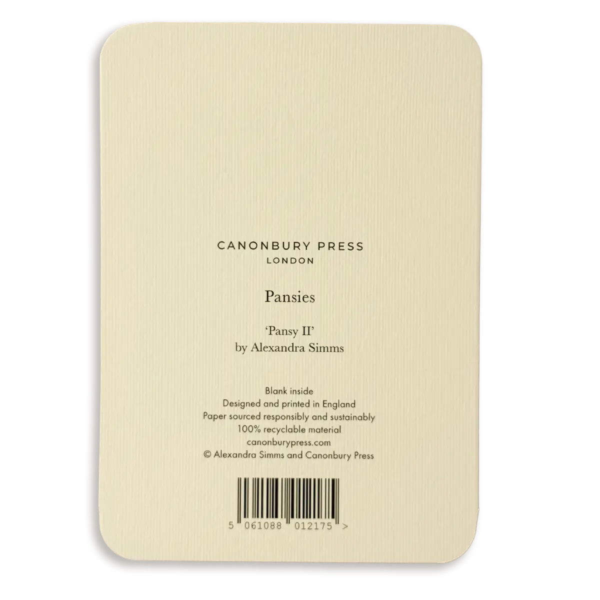Canonbury Press Pansy Ii Greeting Card Birthday Card