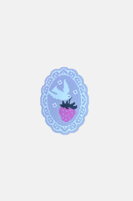 Kira Cyan Crochet Bird Sticker
