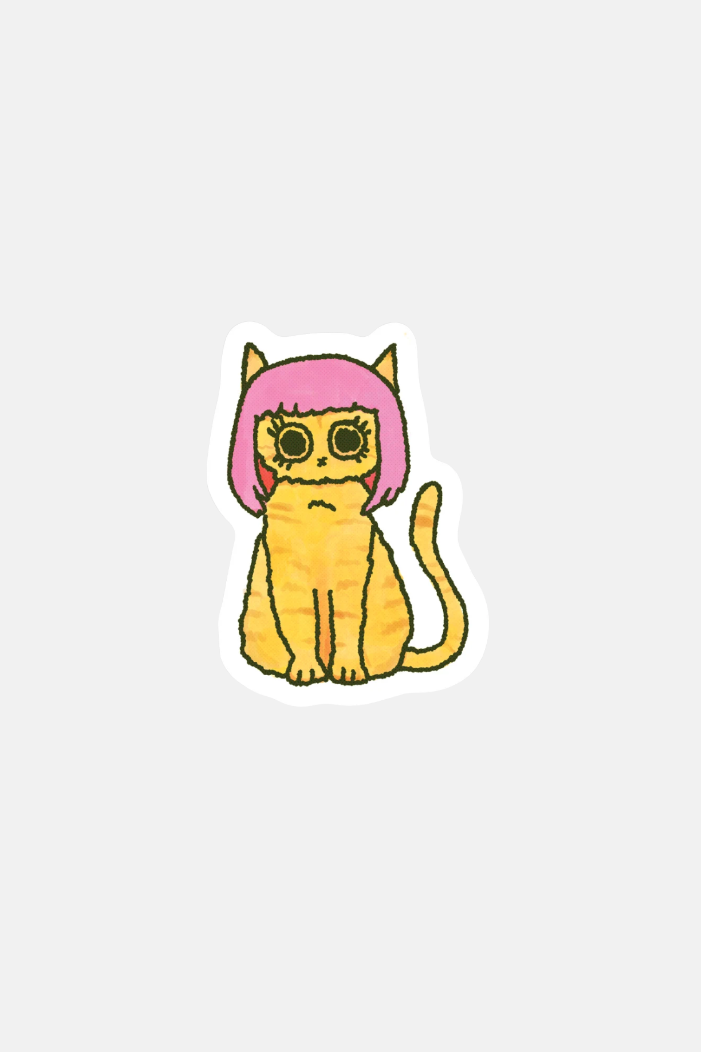 RAGS Pink Wig Cat! Sticker