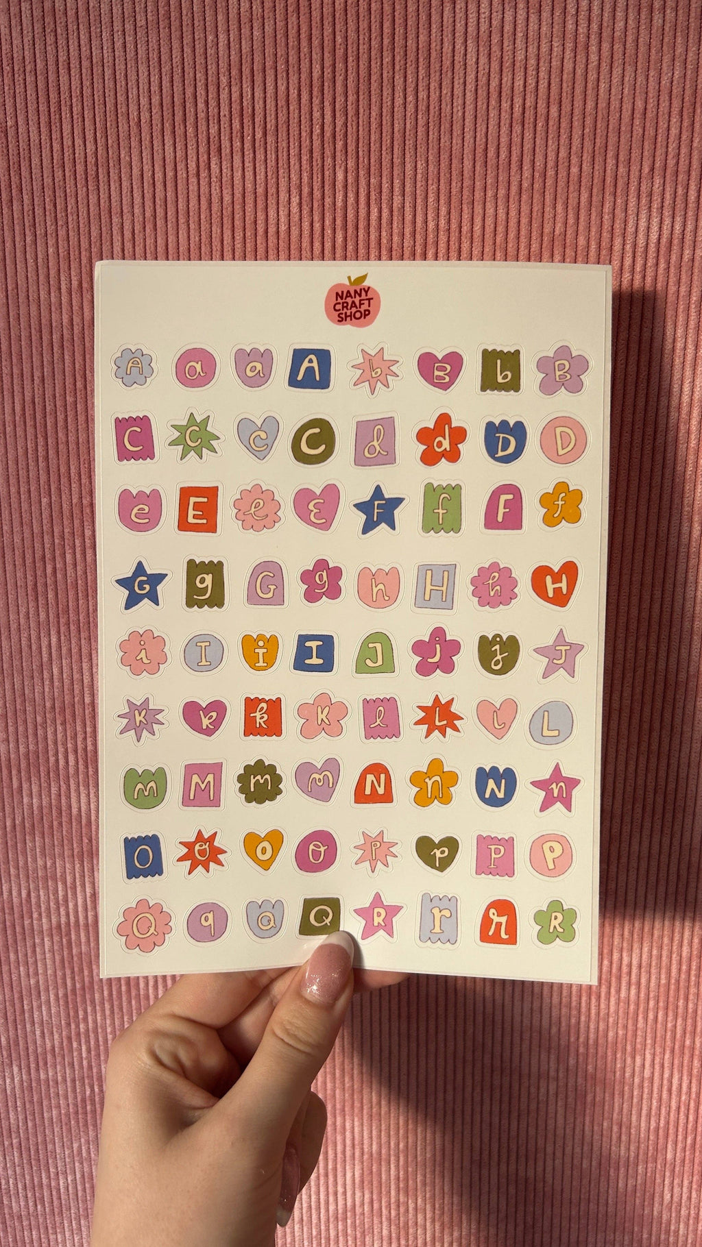 MULTICOLOUR ALPHABET STICKER SHEET X 2 A5 | NANY CRAFT