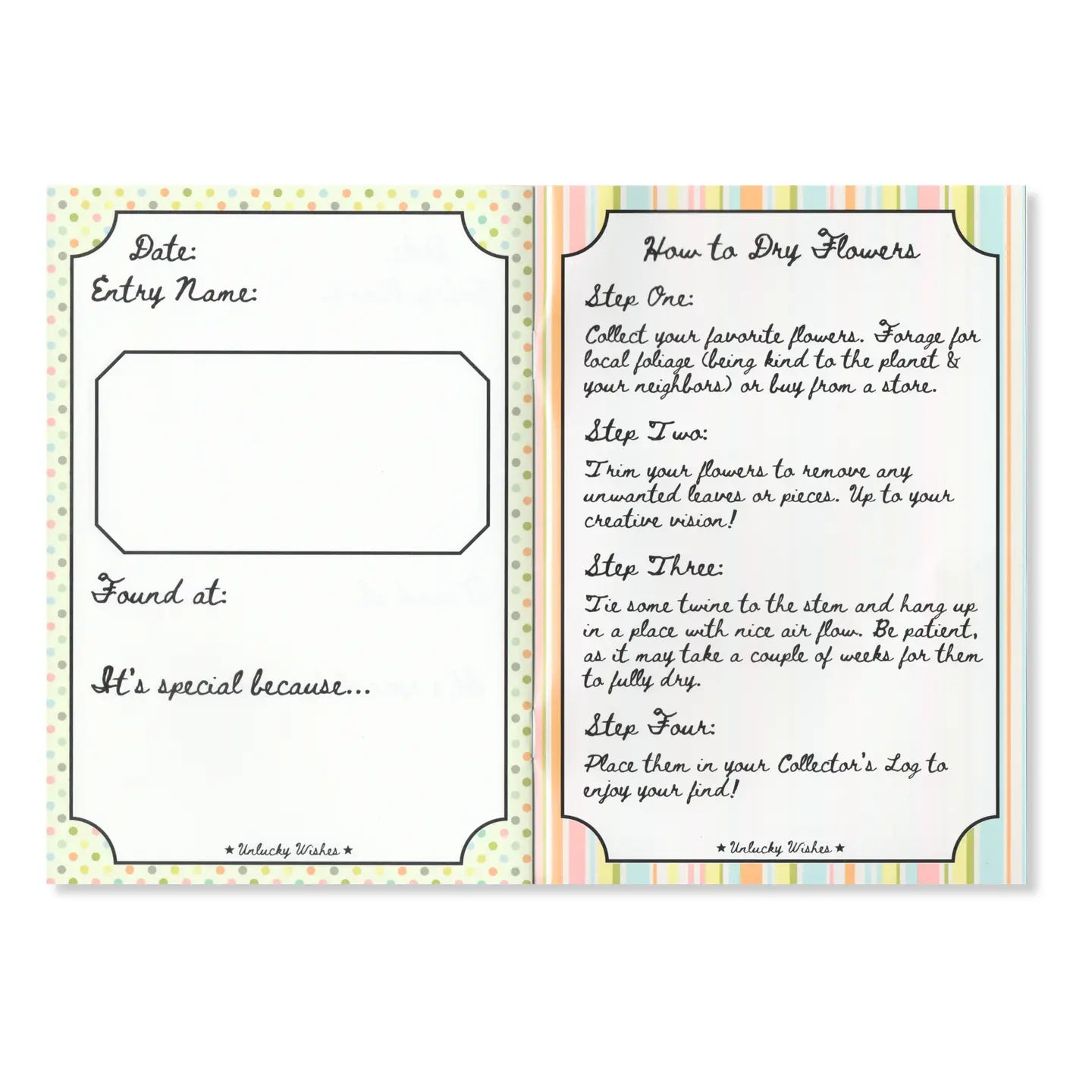 UNLUCKY WISHES COLLECTOR'S LOG ZINE