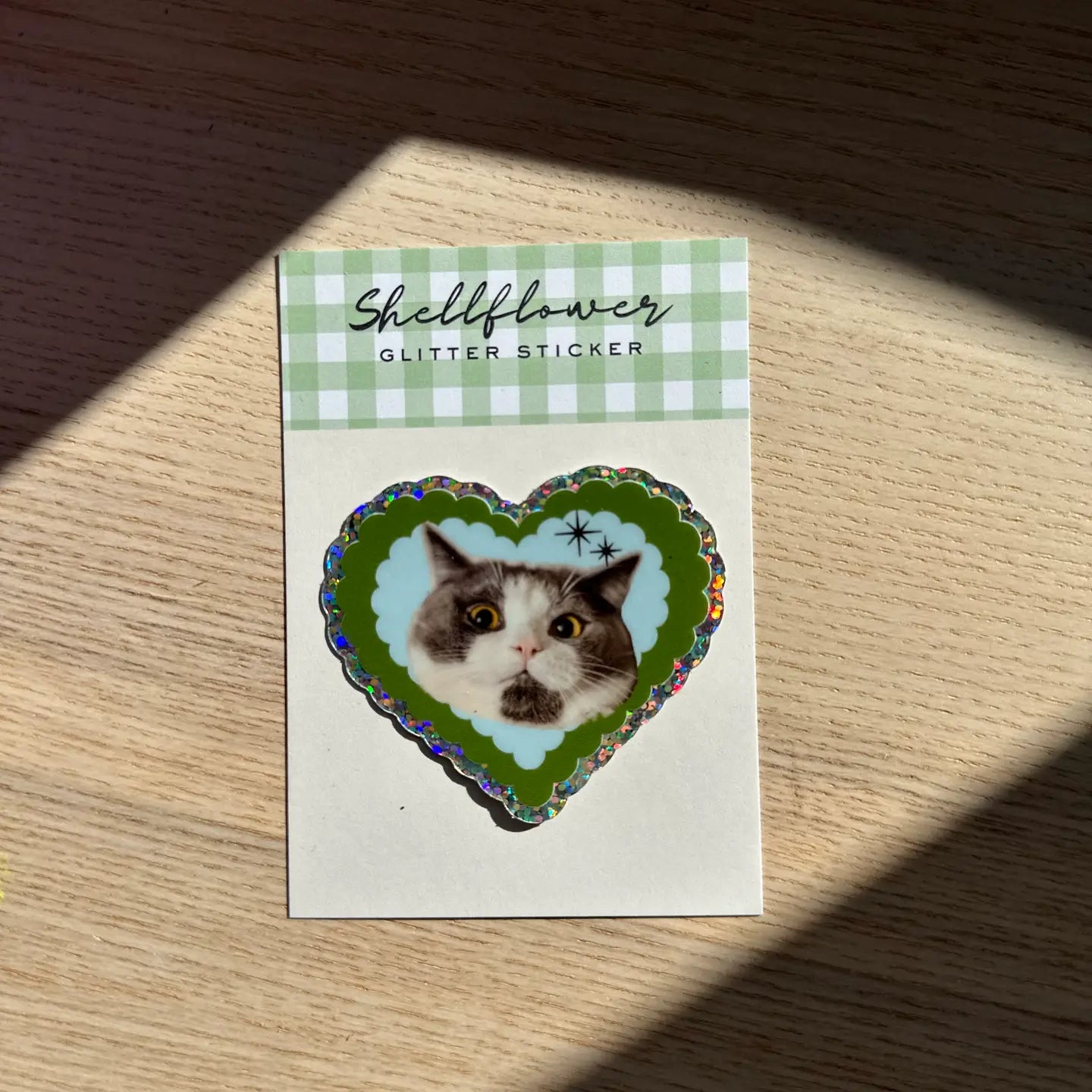 LOVE CAT GLITTER VINYAL STICKER | SHELLFLOWER