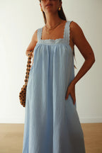 JUNO LACE NECK SLIP DRESS | BABY BLUE