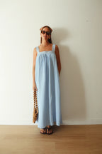 JUNO LACE NECK SLIP DRESS | BABY BLUE