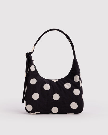 Baggu Mini Nylon Shoulder Bag Black and Cream Polka Dot