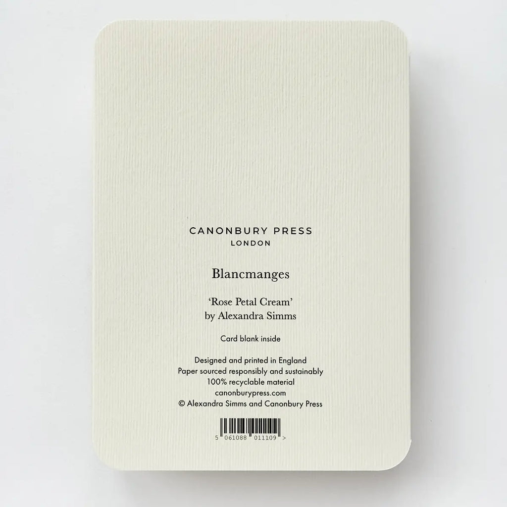 Canonbury Rose Petal Cream Blancmange Greeting Card