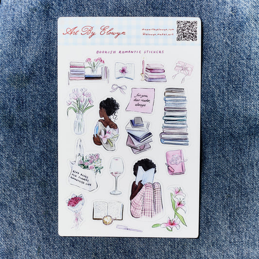 Art By Elowyn Bookish Romantic Sticker Sheet