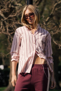 ALPINE COTTON STRIPE SHIRT | LIGHT BLUSH