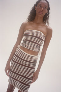 KNIT BANDEAU TOP | CHOCOLATE STRIPE