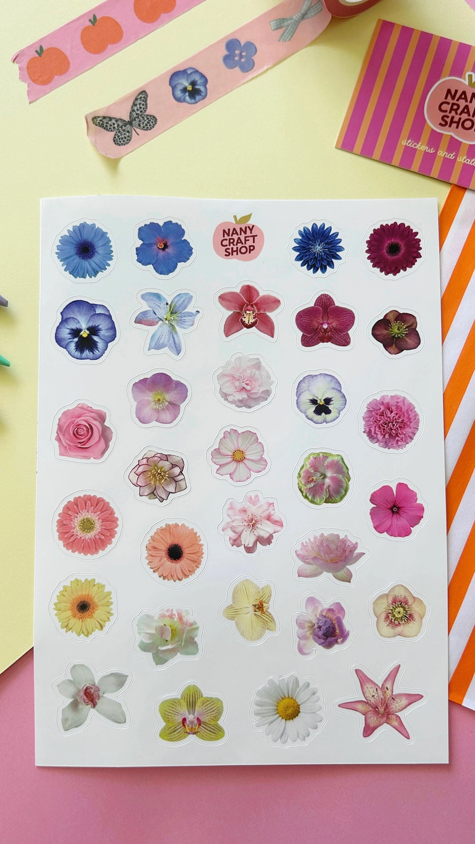 A5 FLOWER STICKER SHEET | NANY CRAFT SHOP