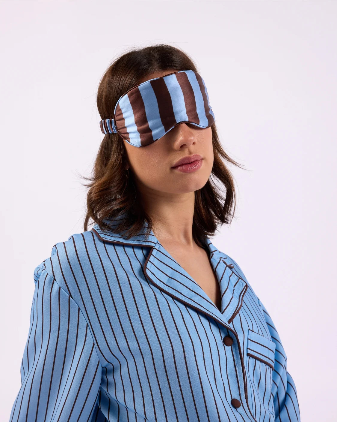 SILK EYEMASK - ICED CHOCOLATE STRIPES