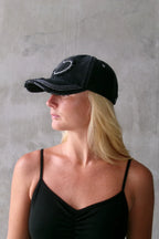 Pinky & Kamal Studded Heart Cap Distressed Charcoal