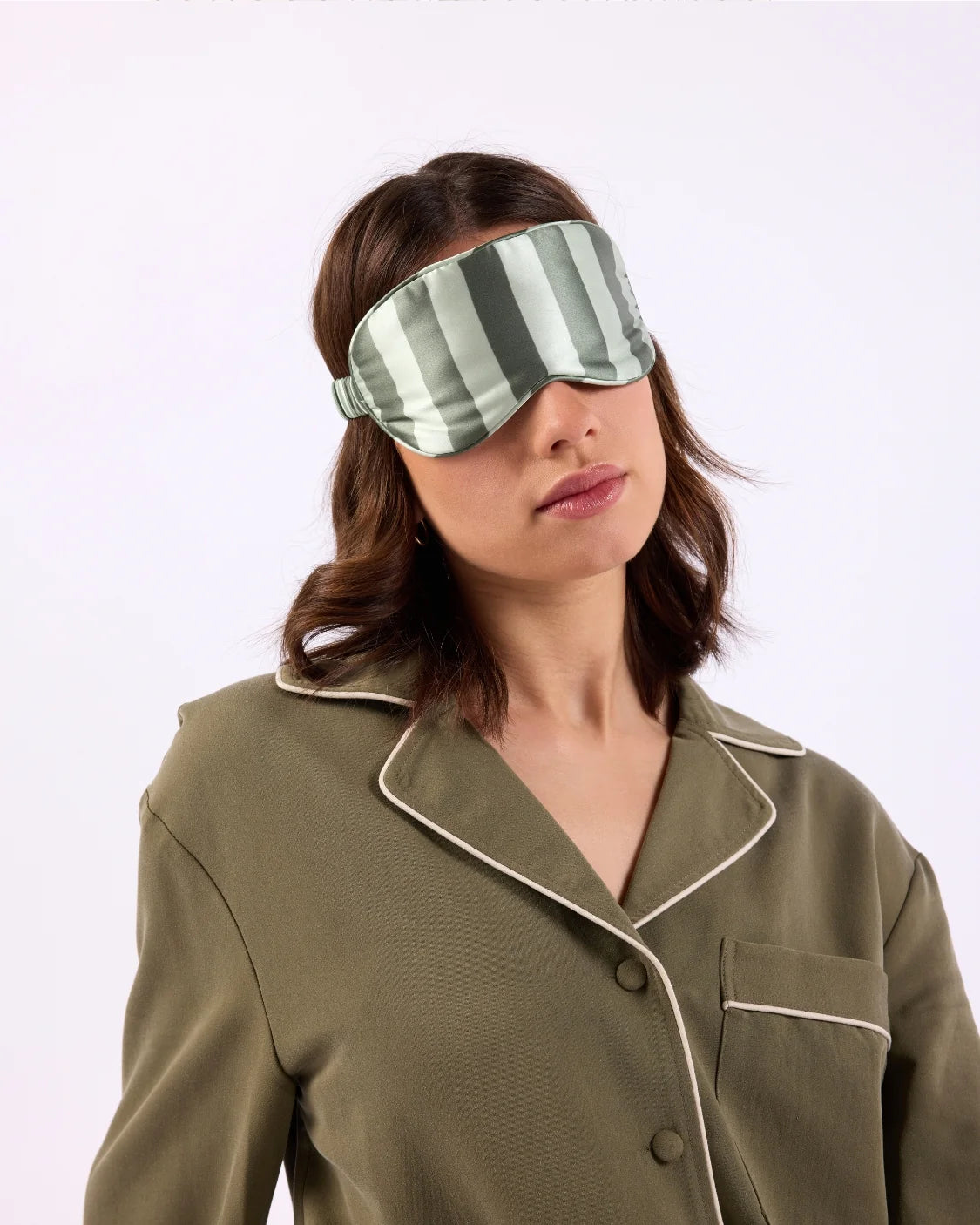 SILK EYEMASK | WASABI STRIPE