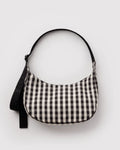Baggu Medium Nylon Cresent Bag Black and Cream Gingham