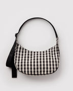 Baggu Medium Nylon Cresent Bag Black and Cream Gingham