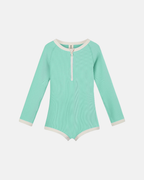 Zulu & Zephyr Mini Stripe Rashie Onesie Aqua