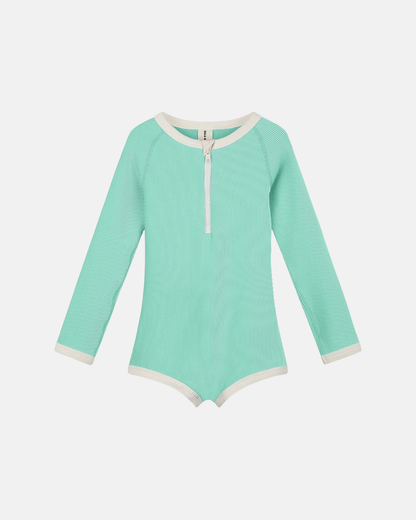 Zulu & Zephyr Mini Stripe Rashie Onesie Aqua