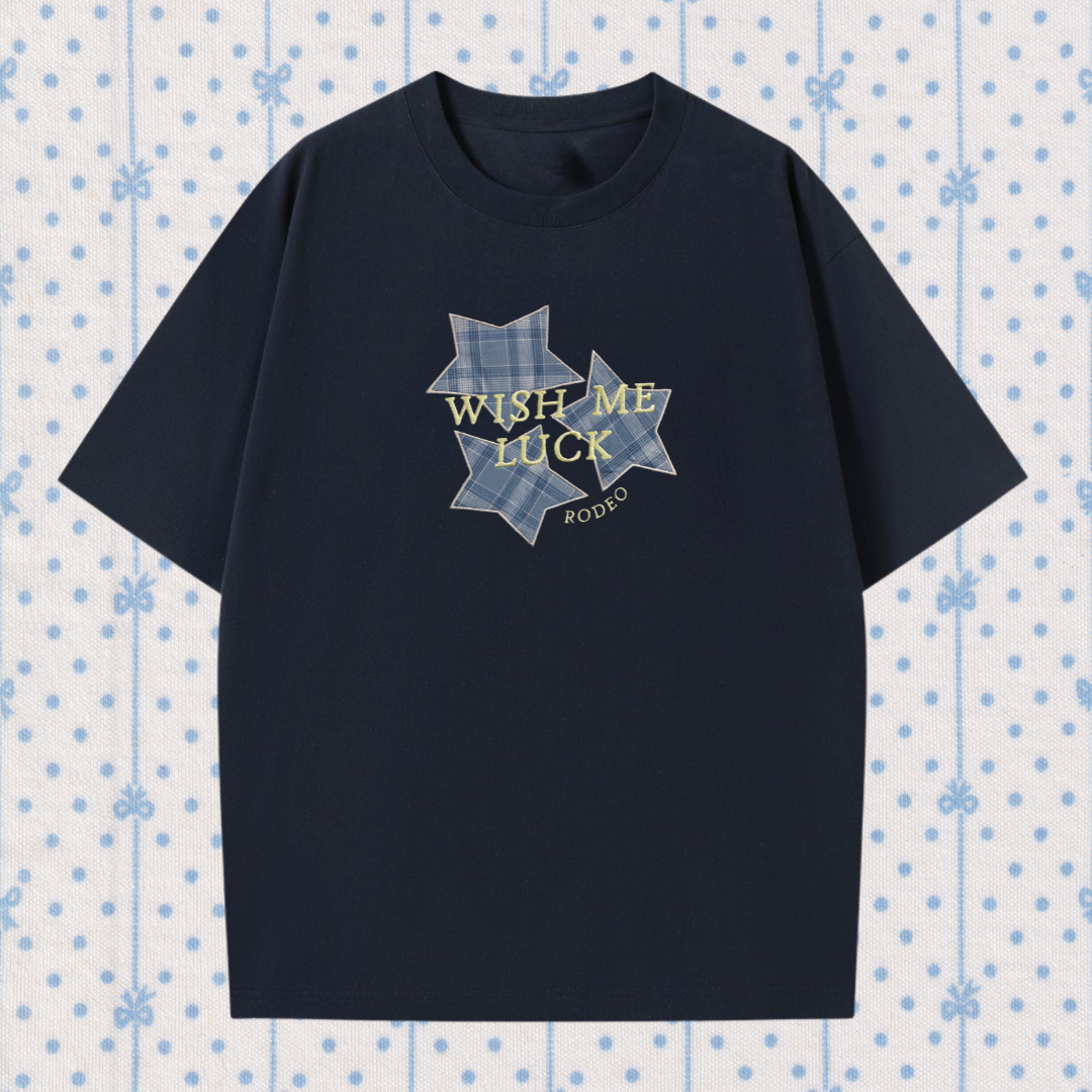 Rodeo Embroidery Wish Me Luck Applique Oversized Shirt Dark Navy 1