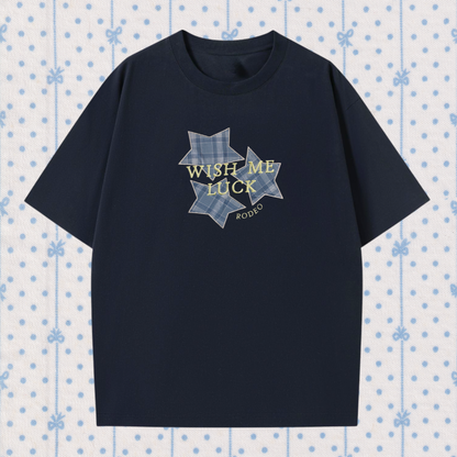 Rodeo Embroidery Wish Me Luck Applique Oversized Shirt Dark Navy 1