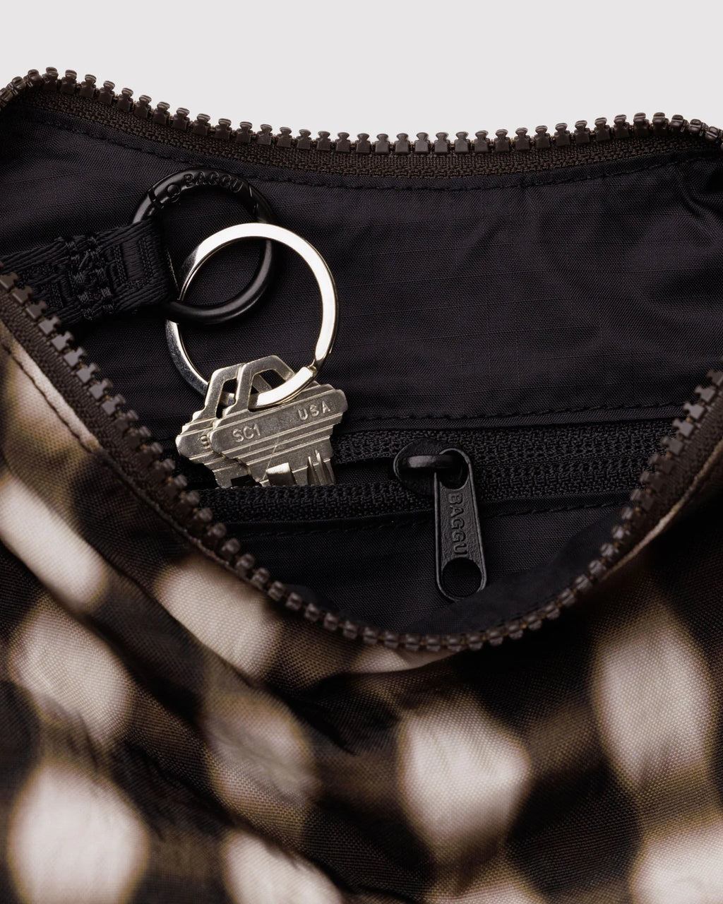 SMALL NYLON CRESCENT BAG | BLURRED GINGHAM