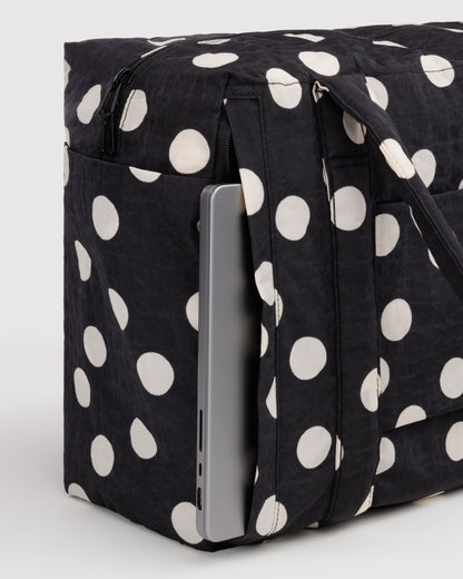 Baggu Small Cloud Carry-On Black and Cream Polka Dot