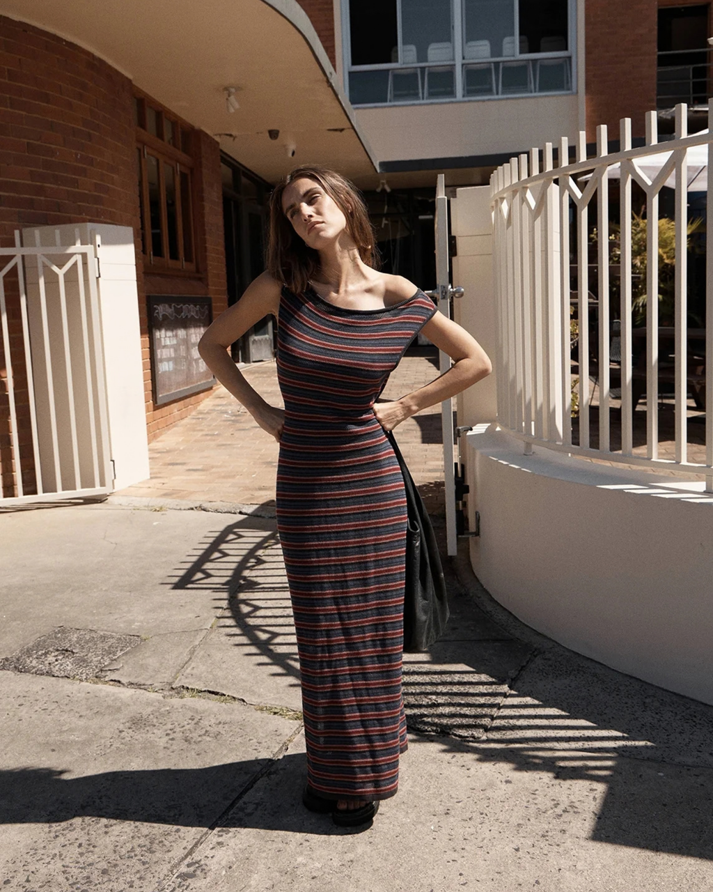 Afends Martina Knit Maxi Dress Club Stripe