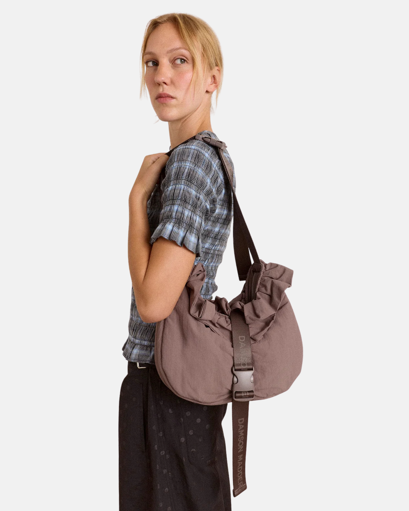 Damson Madder Atticus Buckle Bag Grey