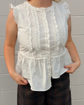 Damson Madder Leighton Ruffle Blouse White