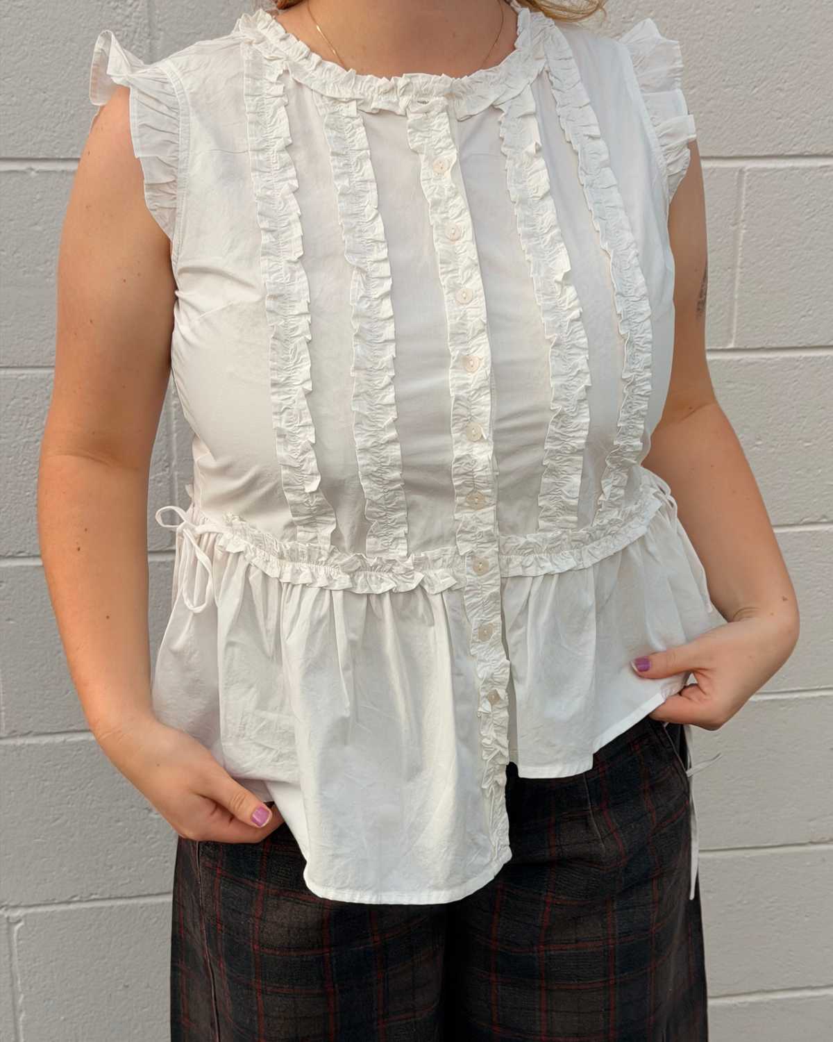 Damson Madder Leighton Ruffle Blouse White