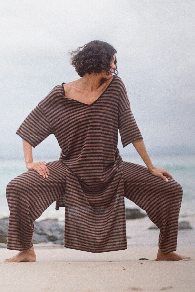 Zulu & Zephyr Knit Pant Brown Stripe