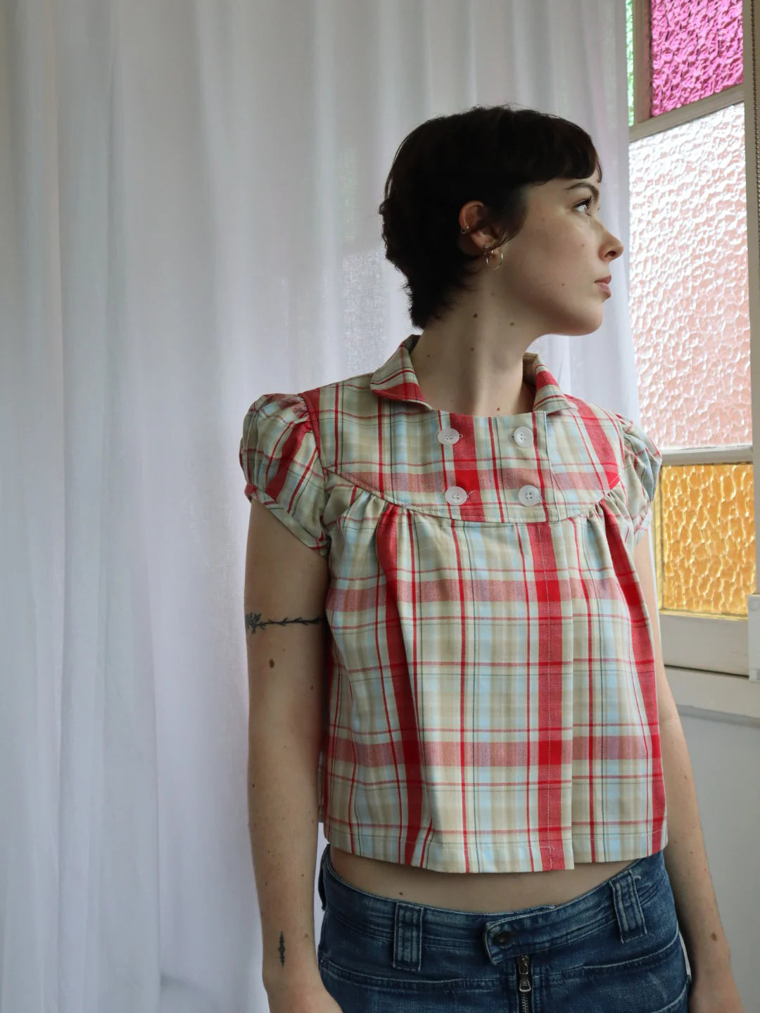 BABY BUTTON TOP | PLAID