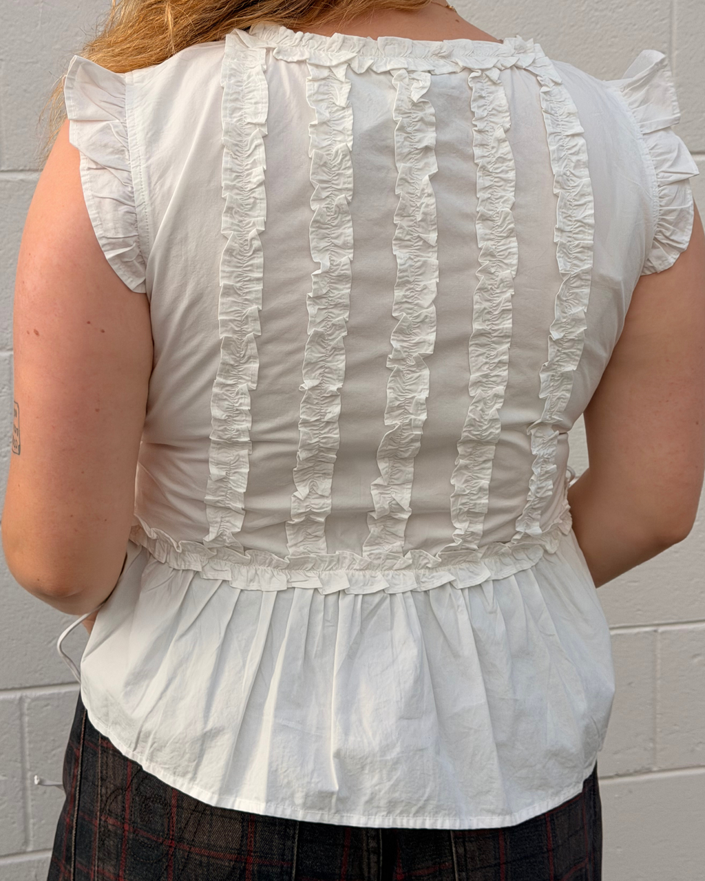 Damson Madder Leighton Ruffle Blouse White