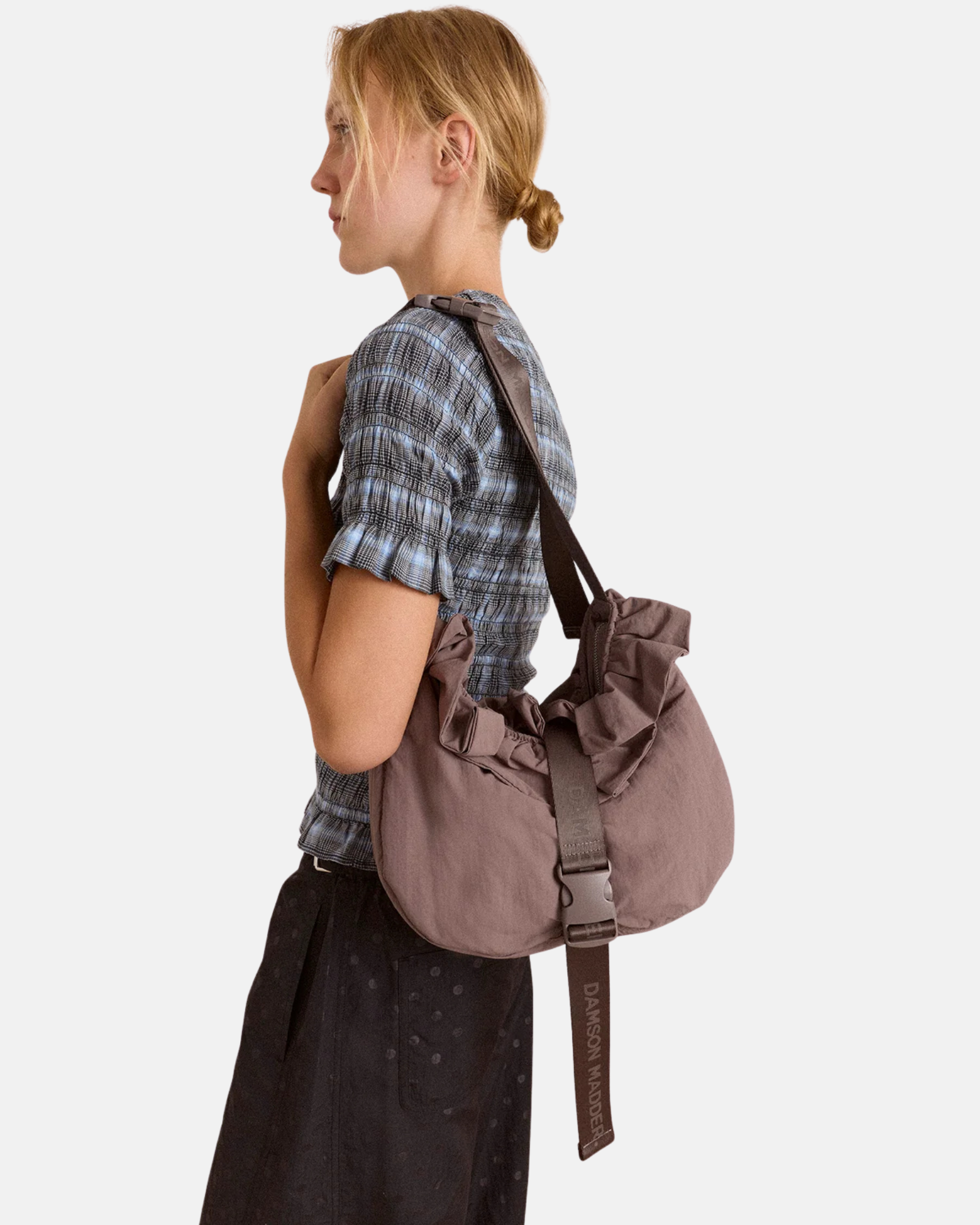 Damson Madder Atticus Buckle Bag Grey
