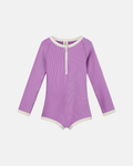 Zulu & Zephyr Mini Stripe Rashie Onesie Lilac