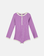 Zulu & Zephyr Mini Stripe Rashie Onesie Lilac