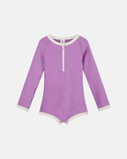 Zulu & Zephyr Mini Stripe Rashie Onesie Lilac