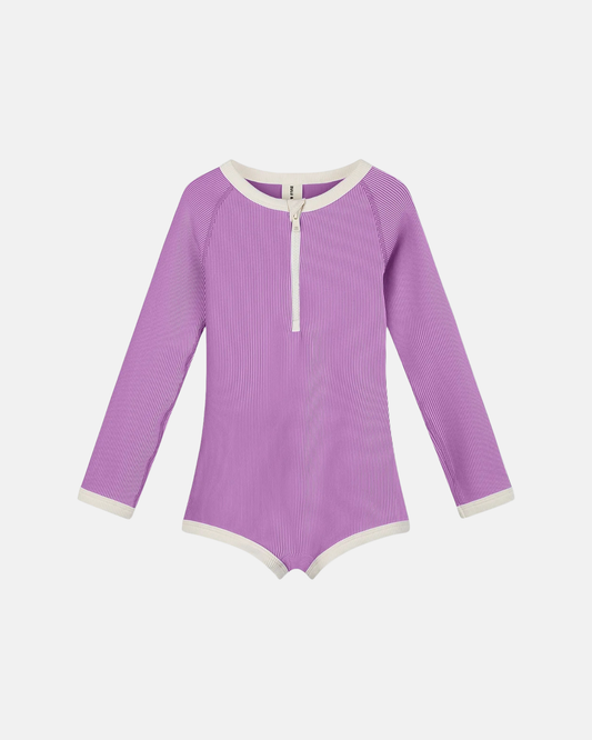 Zulu & Zephyr Mini Stripe Rashie Onesie Lilac