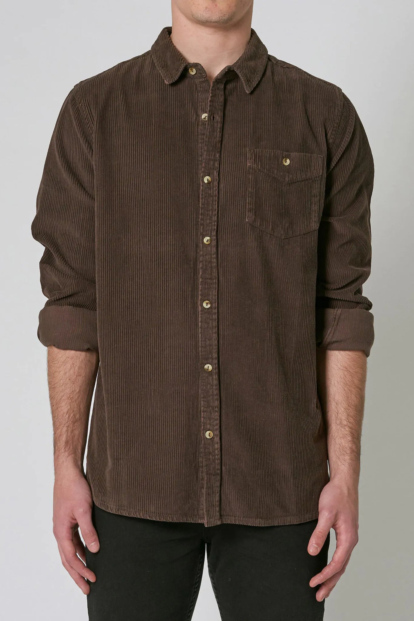 MEN AT WORK FAT CORD SHIRT | BROWN