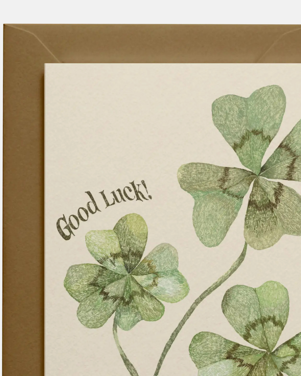 Molly Stredwick Good Luck A6 Greeting Card Four‑Leaf Clover Illustration