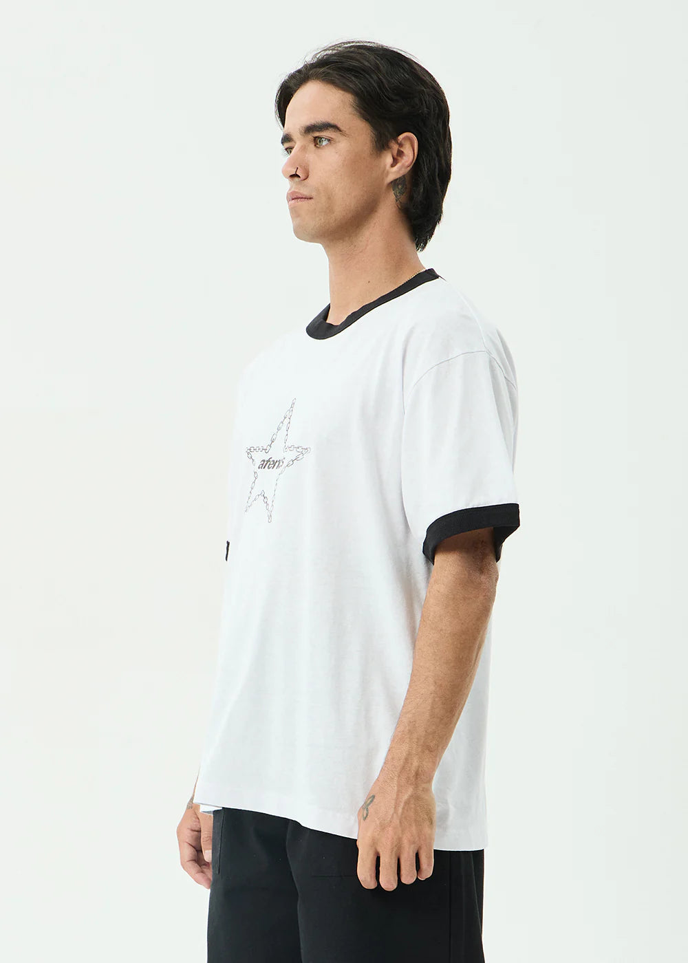 CHAINS BOXY RINGER TEE | WHITE