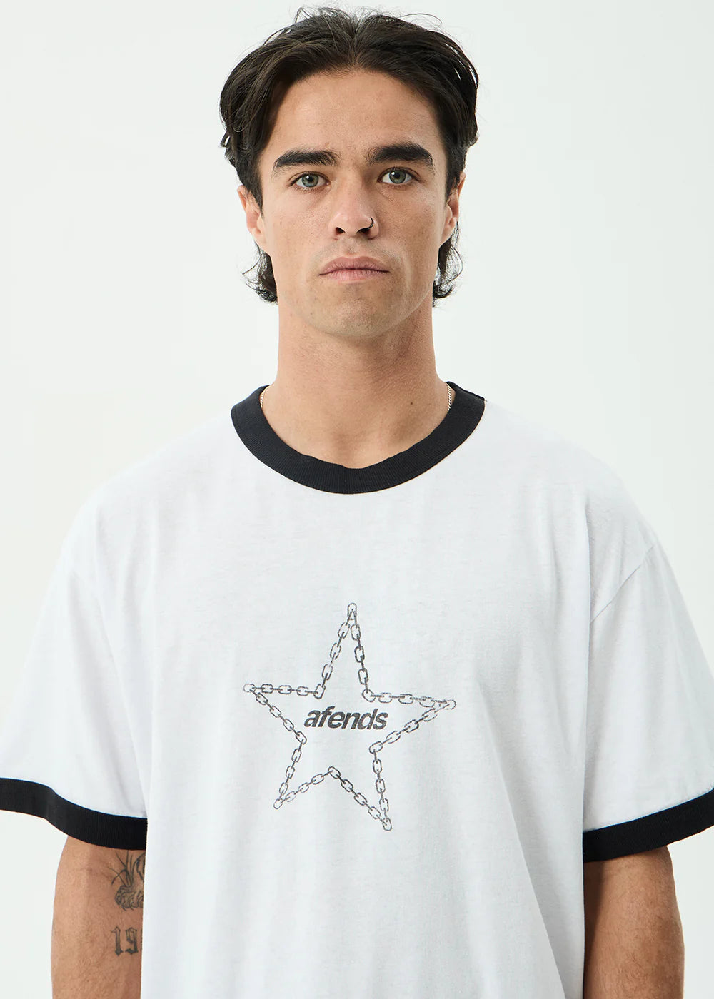 CHAINS BOXY RINGER TEE | WHITE