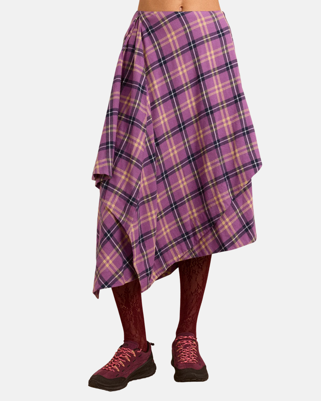 Damson Madder Katana Midi Skirt Magenta Check